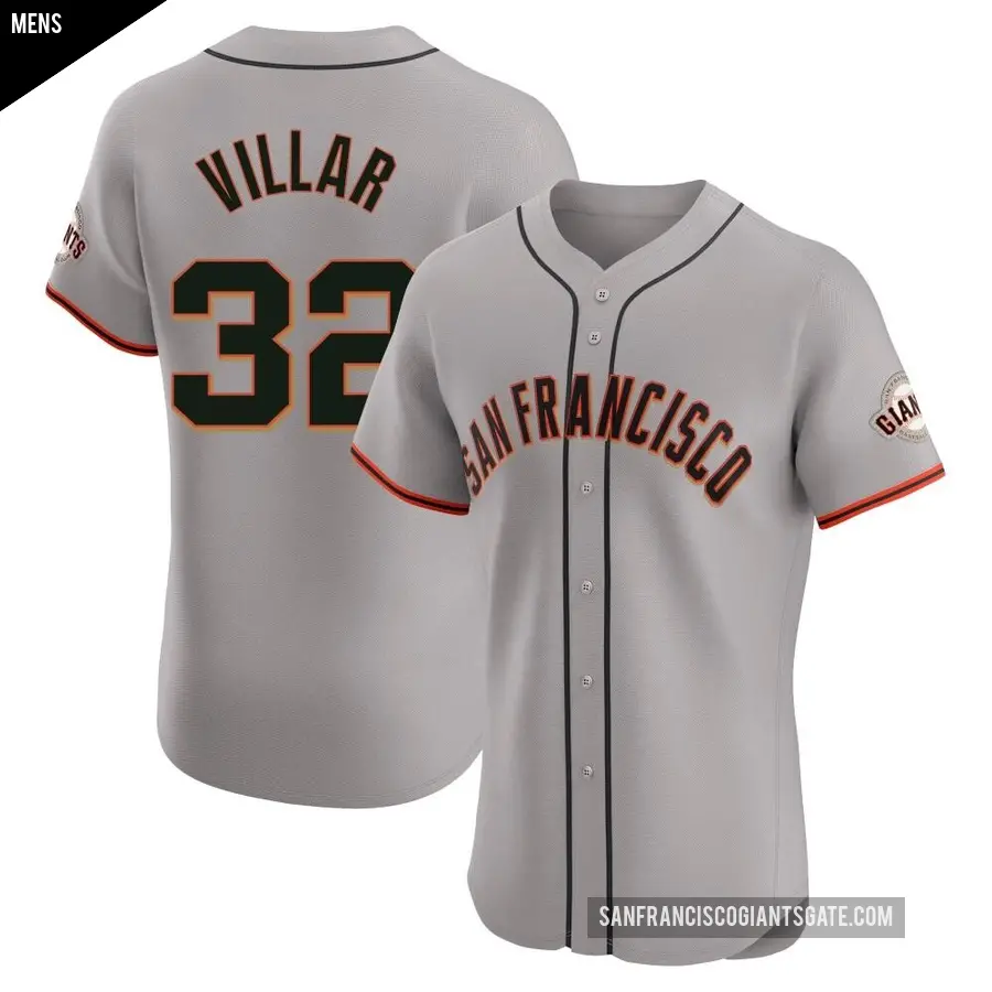 Men's San Francisco Giants ＃32 David Villar Elite Gray Road Jersey