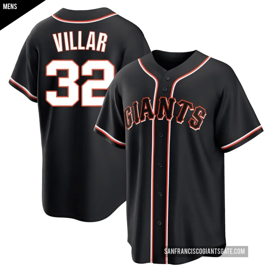 Men's San Francisco Giants ＃32 David Villar Replica Black Fashion Out Jersey