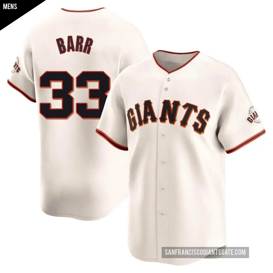 Men's San Francisco Giants ＃33 Jim Barr Limited Cream Home Jersey