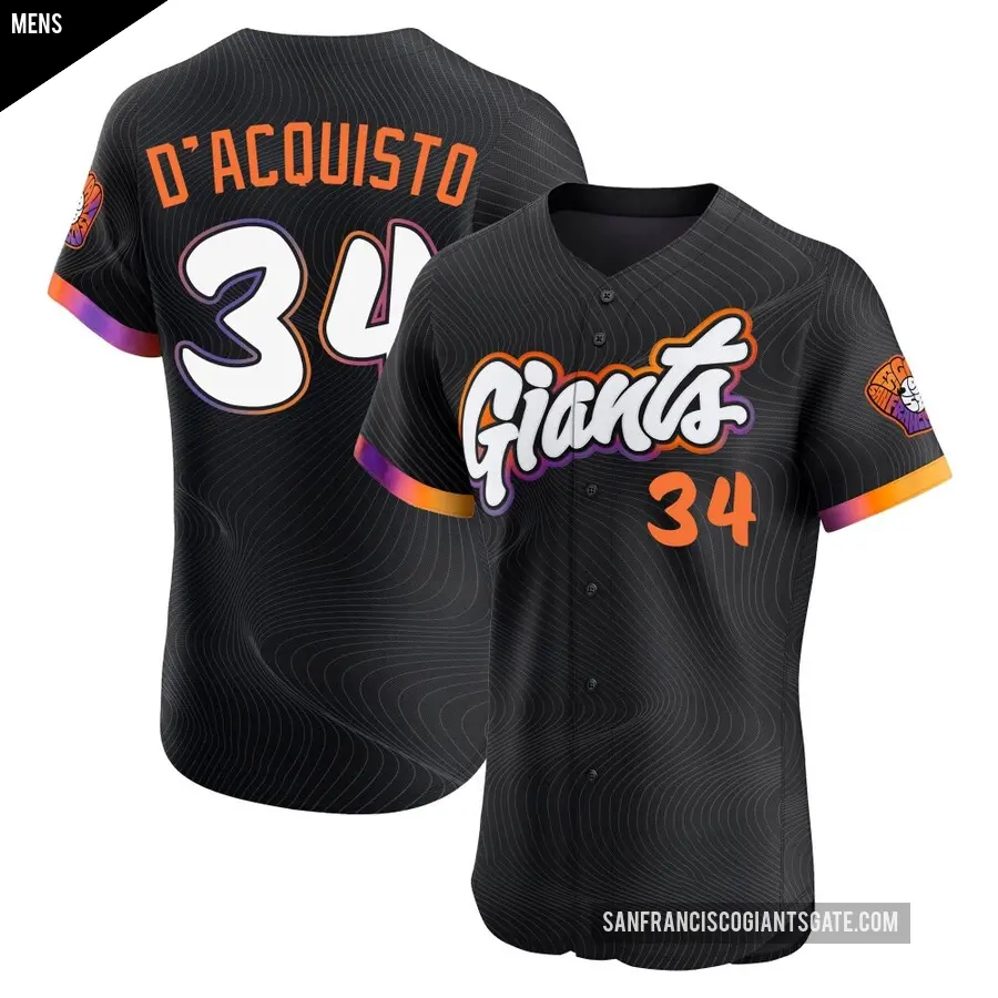 Men's San Francisco Giants ＃34 John D'acquisto Elite Anthracite 2025 City Connect Jersey