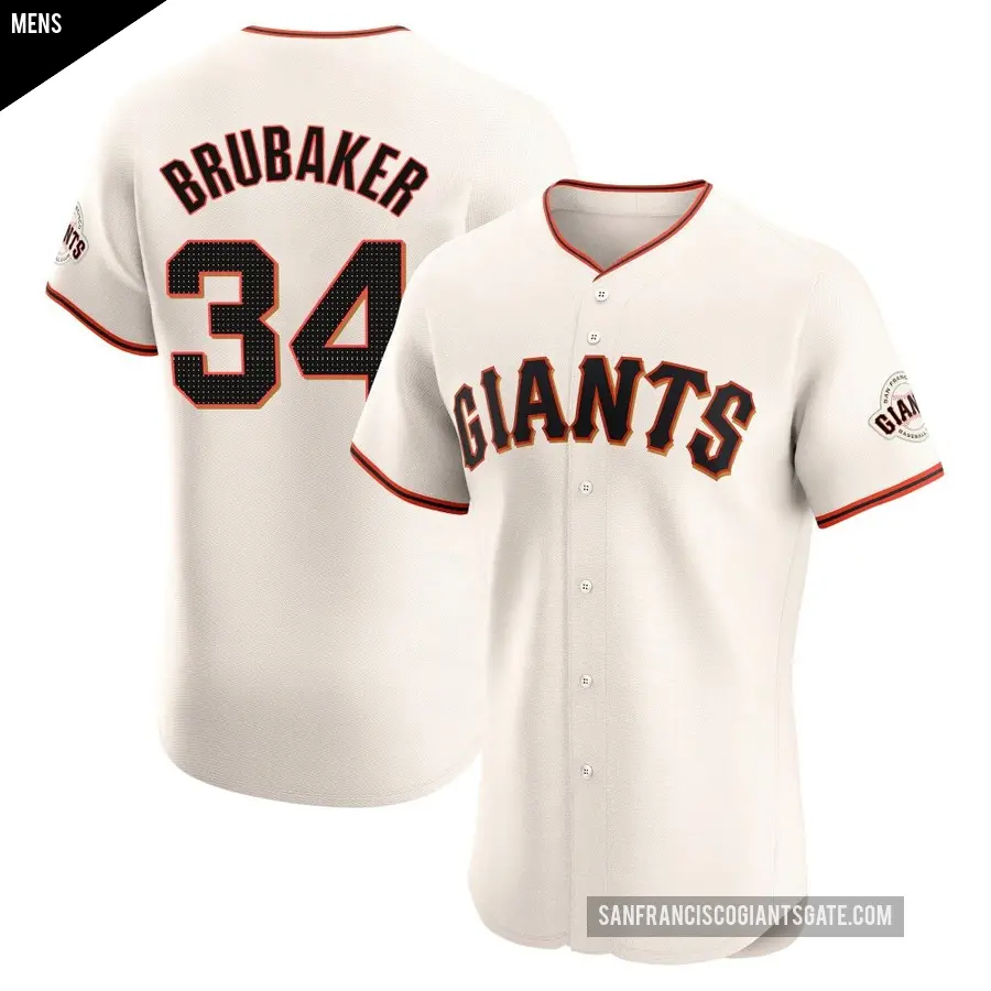 Men's San Francisco Giants ＃34 JT Brubaker Elite Cream Home Jersey
