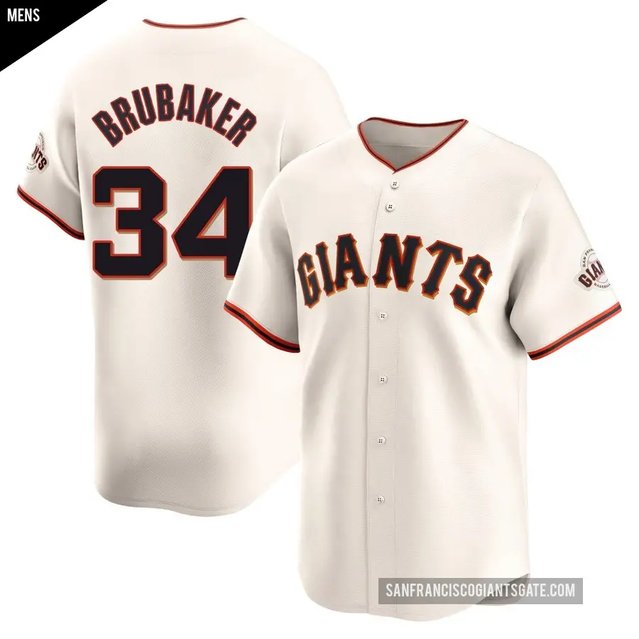 Men's San Francisco Giants ＃34 JT Brubaker Limited Cream Home Jersey