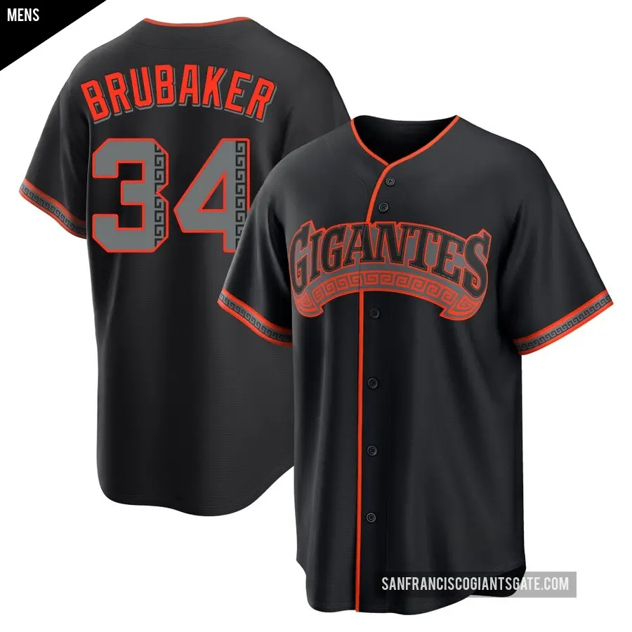 Men's San Francisco Giants ＃34 JT Brubaker Replica Black Alternate Jersey