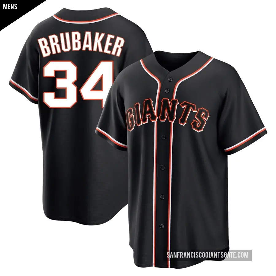 Men's San Francisco Giants ＃34 JT Brubaker Replica Black Fashion Out Jersey