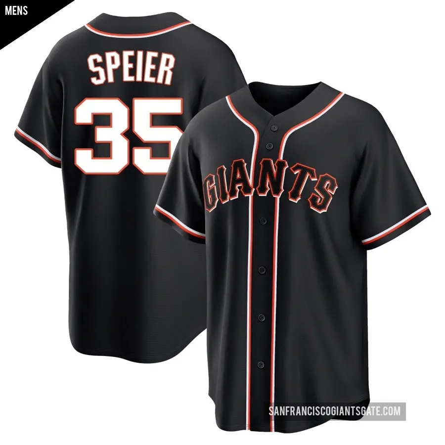 Men's San Francisco Giants ＃35 Chris Speier Replica Black Fashion Out Jersey