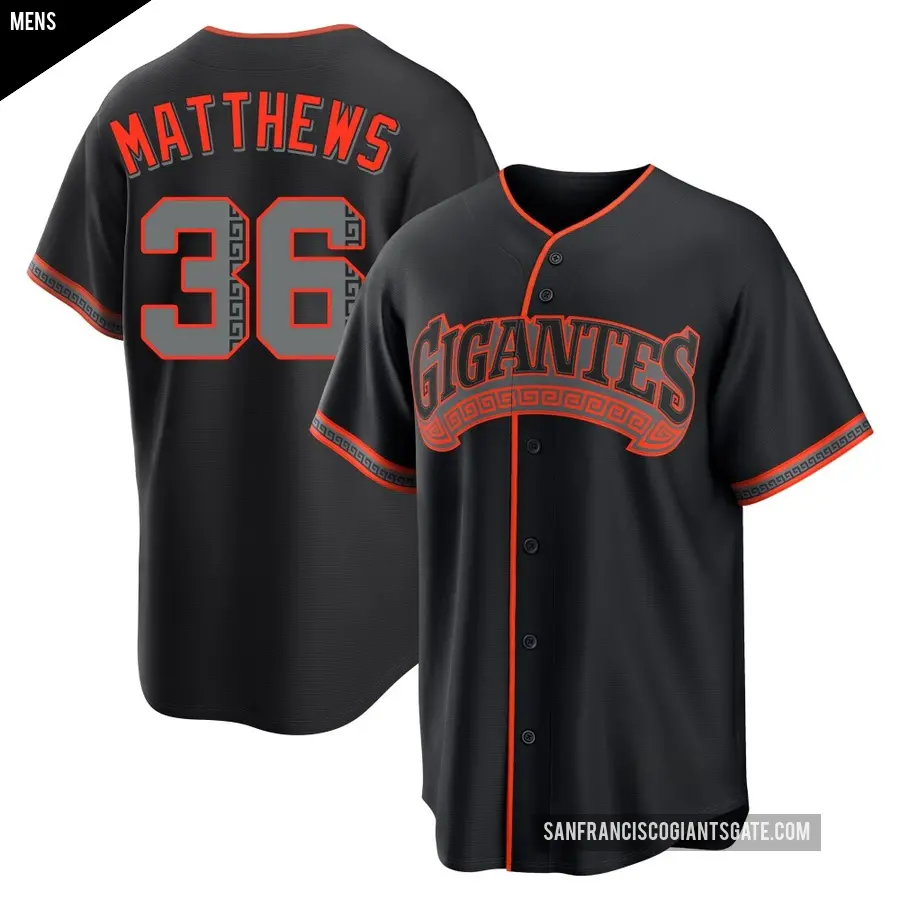 Men's San Francisco Giants ＃36 Gary Matthews Replica Black Alternate Jersey