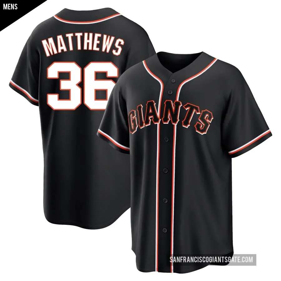 Men's San Francisco Giants ＃36 Gary Matthews Replica Black Fashion Out Jersey