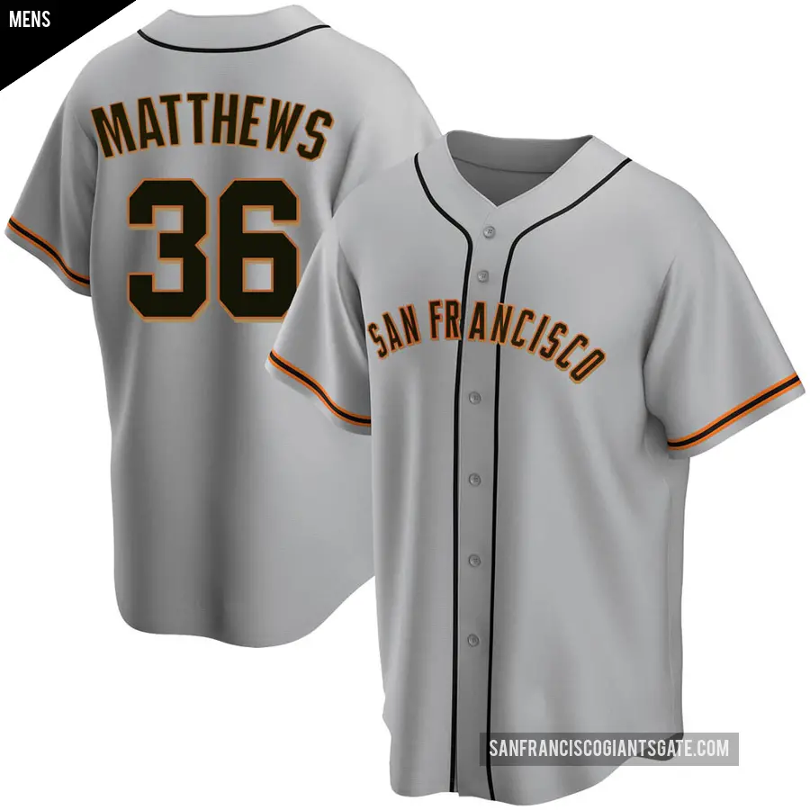 Men's San Francisco Giants ＃36 Gary Matthews Replica Gray Road Jersey