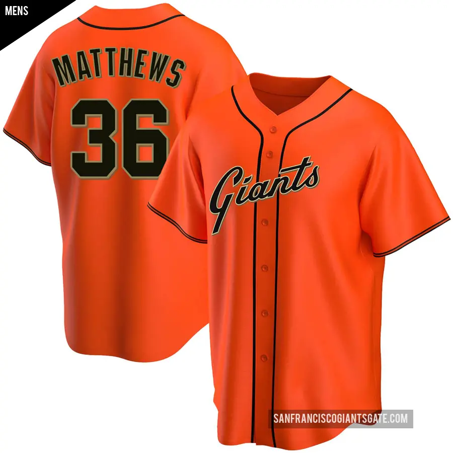 Men's San Francisco Giants ＃36 Gary Matthews Replica Orange Alternate Jersey