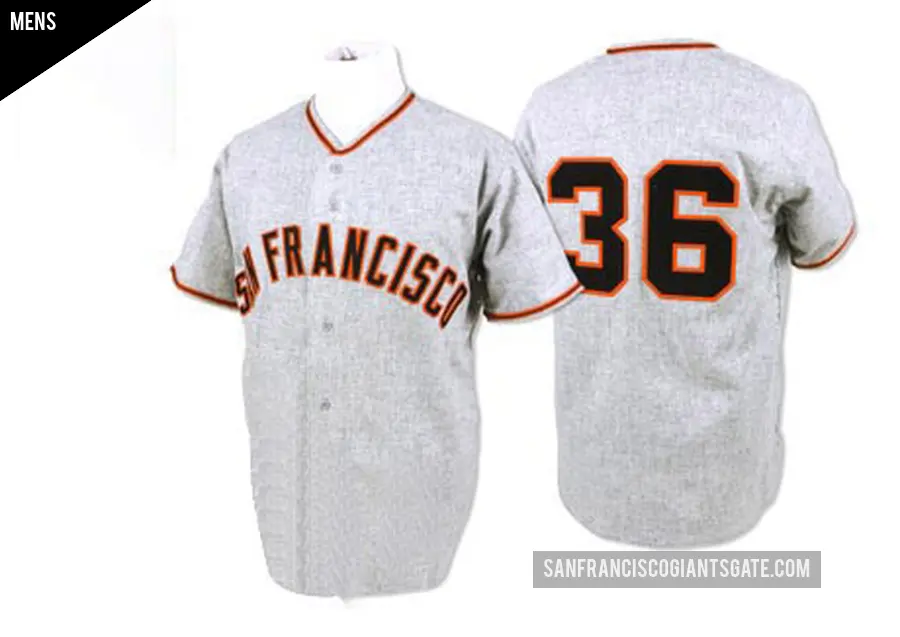 Men's San Francisco Giants ＃36 Gaylord Perry Authentic Grey 1962 Throwback Jersey