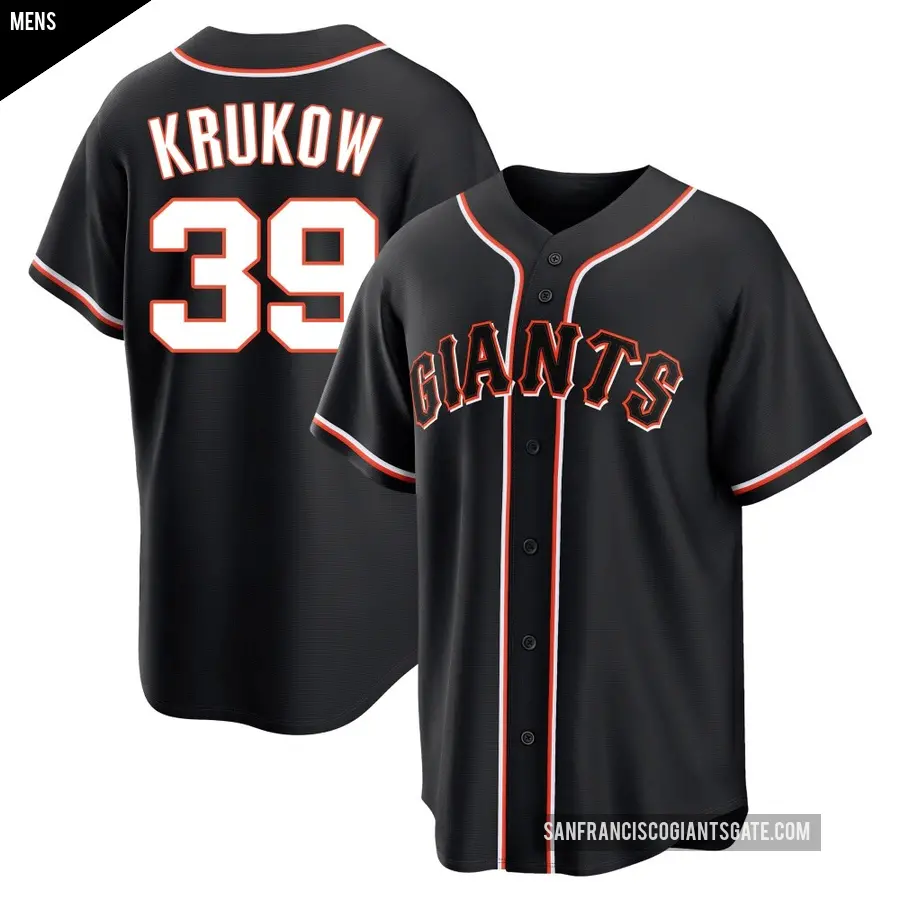 Men's San Francisco Giants ＃39 Mike Krukow Replica Black Fashion Out Jersey