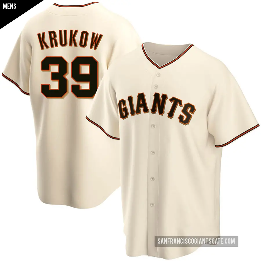 Men's San Francisco Giants ＃39 Mike Krukow Replica Cream Home Jersey