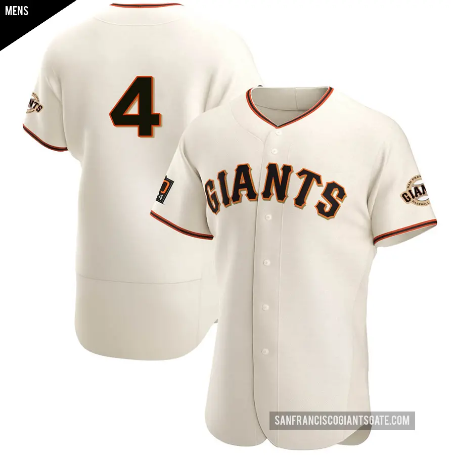 Men's San Francisco Giants ＃4 Mel Ott Authentic Cream Home Jersey