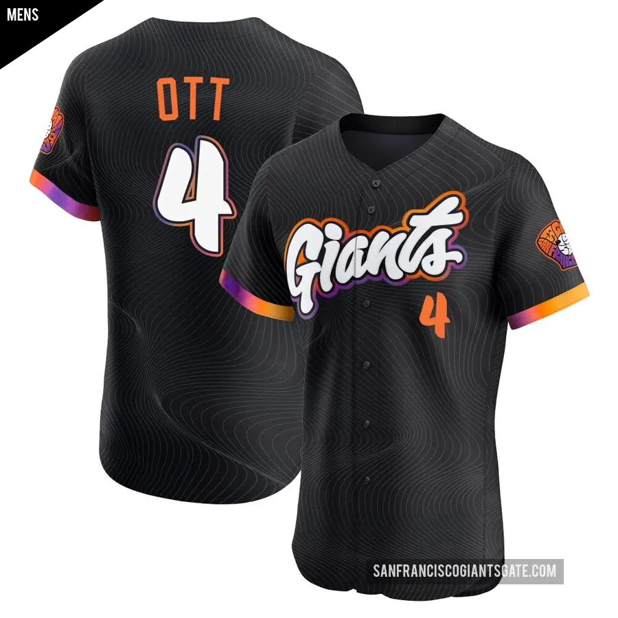 Men's San Francisco Giants ＃4 Mel Ott Elite Anthracite 2025 City Connect Jersey