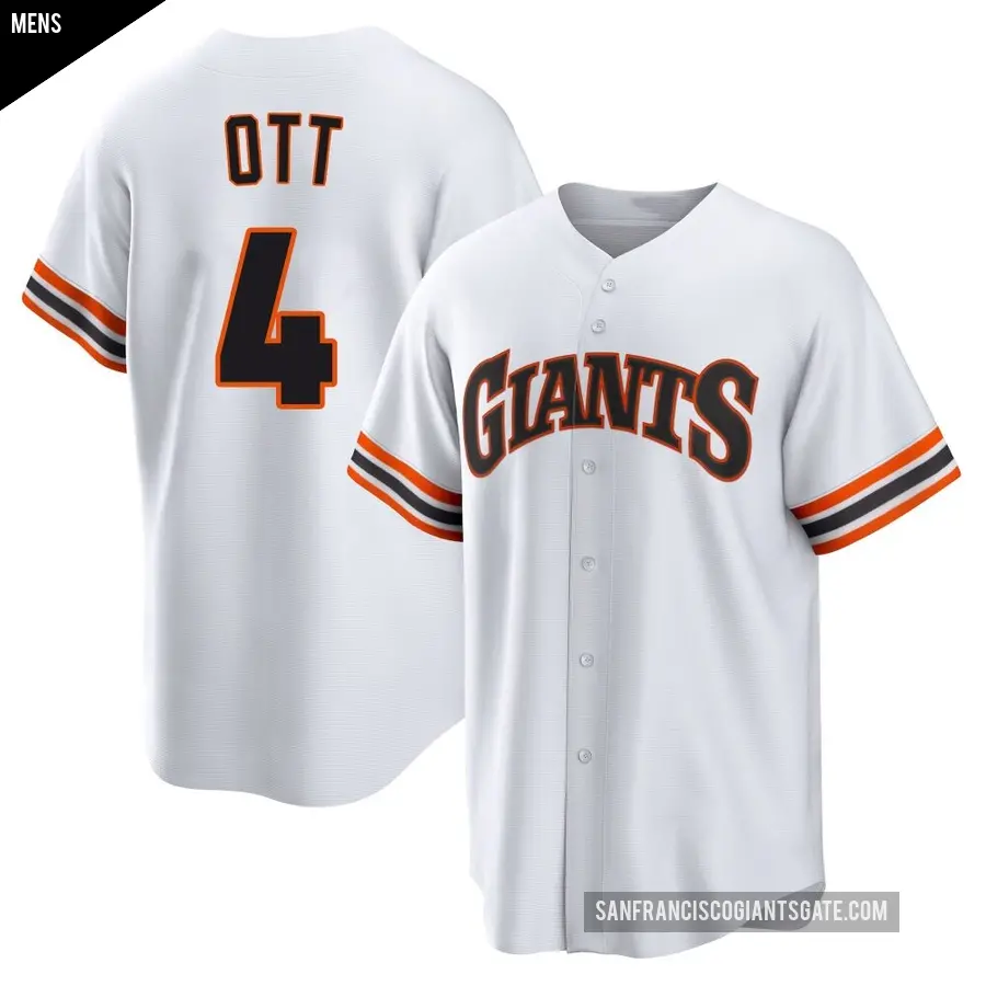 Men's San Francisco Giants ＃4 Mel Ott Limited White Throwback Cooperstown Collection Jersey
