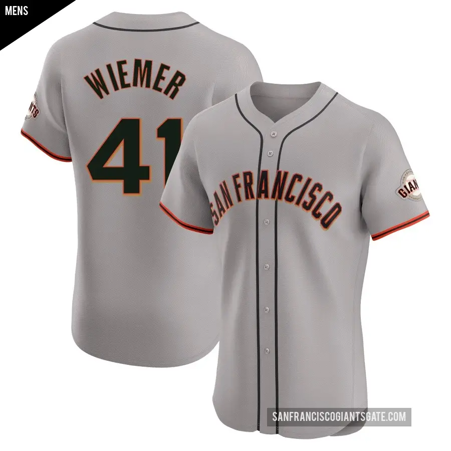 Men's San Francisco Giants ＃41 Joey Wiemer Elite Gray Road Jersey