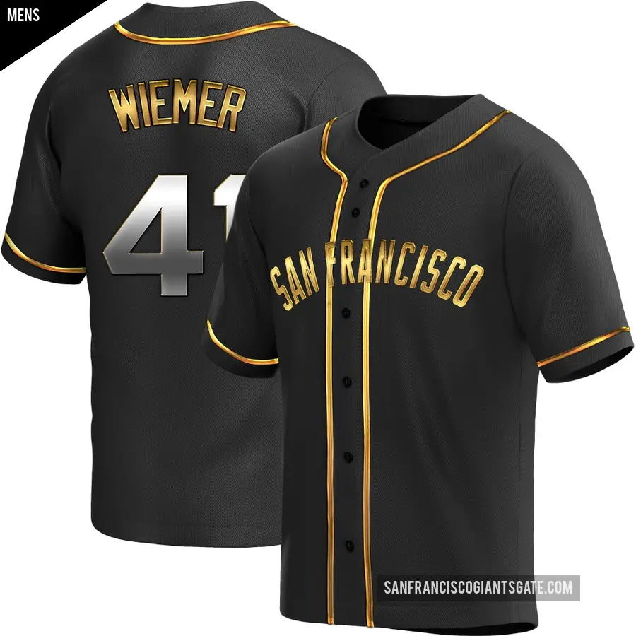 Men's San Francisco Giants ＃41 Joey Wiemer Replica Gold Black en Alternate Jersey