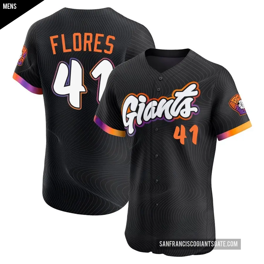Men's San Francisco Giants ＃41 Wilmer Flores Elite Anthracite 2025 City Connect Jersey