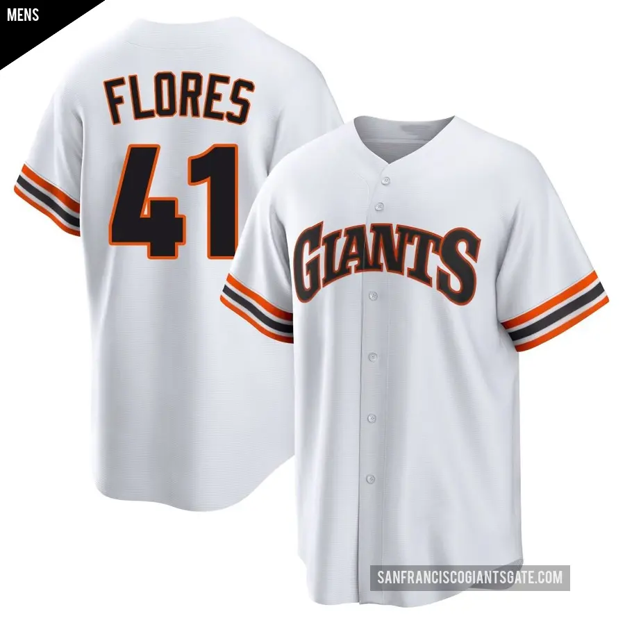 Men's San Francisco Giants ＃41 Wilmer Flores Limited White Throwback Cooperstown Collection Jersey