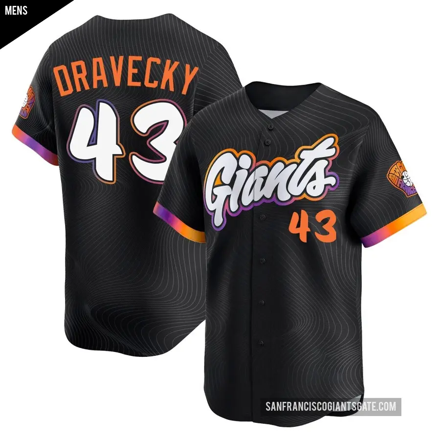 Men's San Francisco Giants ＃43 Dave Dravecky Limited Anthracite 2025 City Connect Jersey