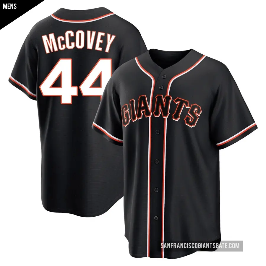 Men's San Francisco Giants ＃44 Willie McCovey Replica Black Fashion Out Jersey