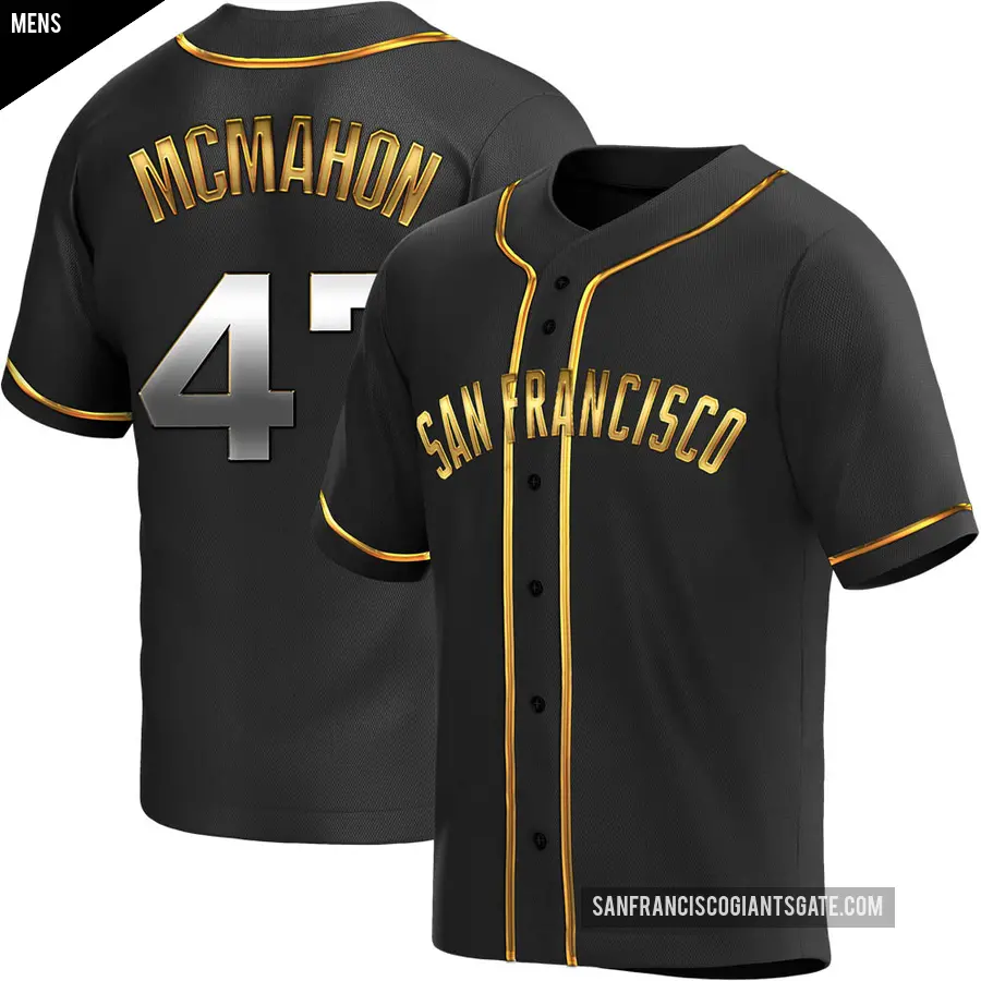Men's San Francisco Giants ＃47 Don Mcmahon Replica Gold Black en Alternate Jersey