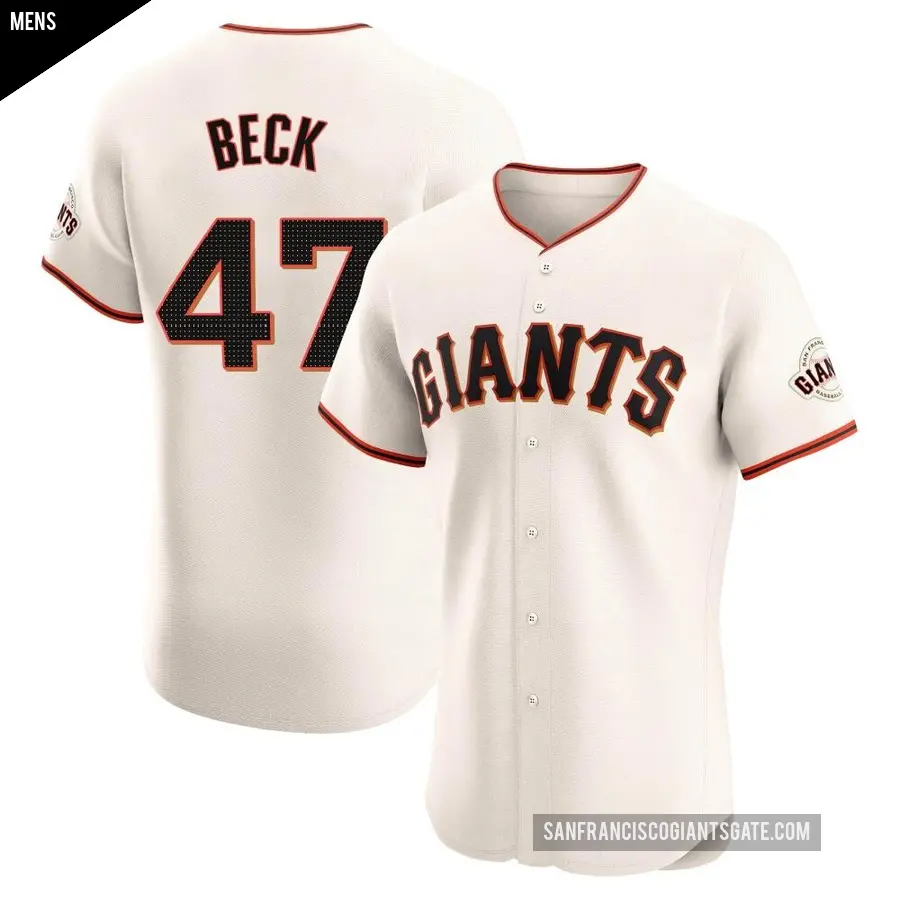 Men's San Francisco Giants ＃47 Rod Beck Elite Cream Home Jersey