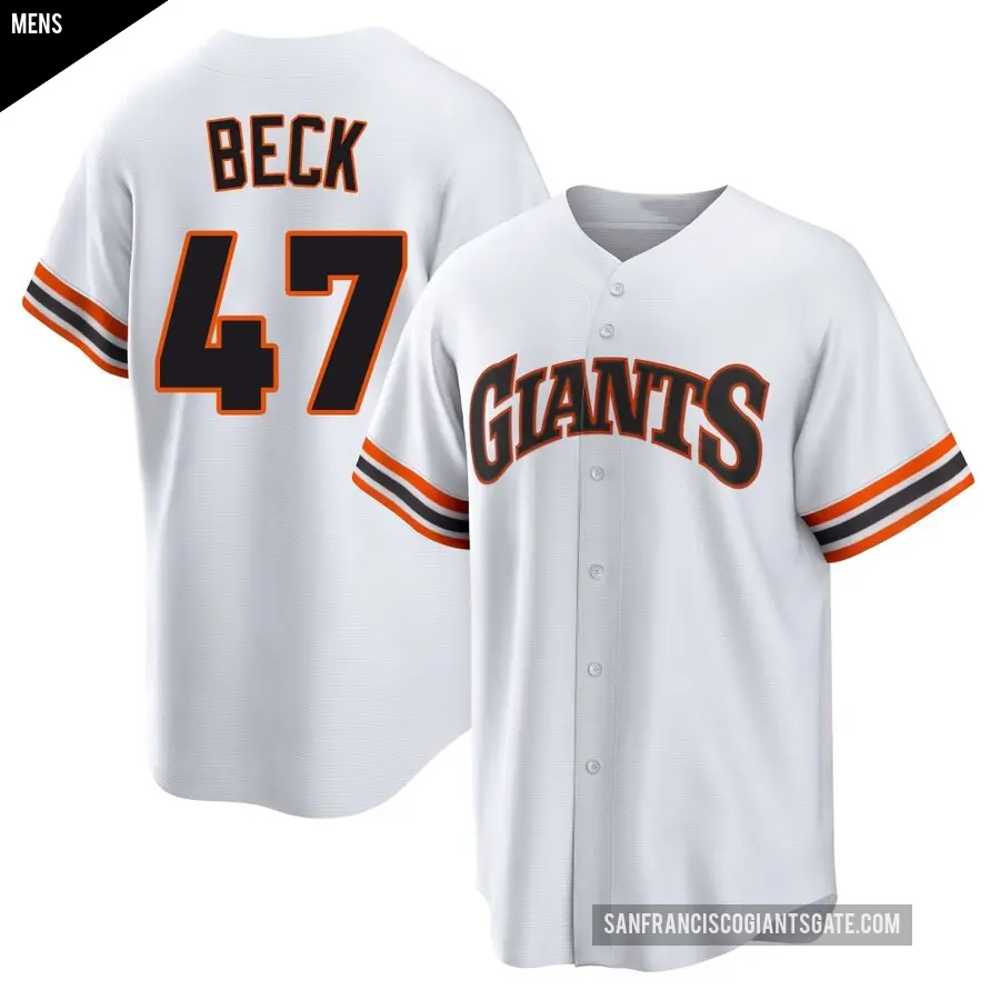 Men's San Francisco Giants ＃47 Rod Beck Limited White Throwback Cooperstown Collection Jersey
