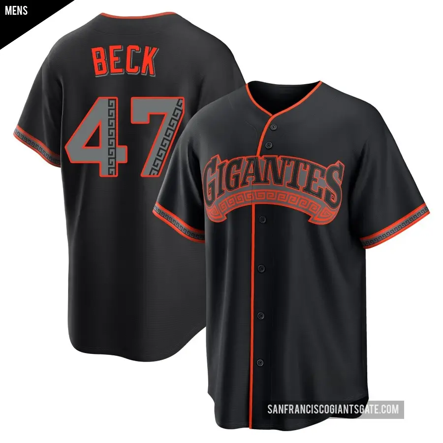 Men's San Francisco Giants ＃47 Rod Beck Replica Black Alternate Jersey