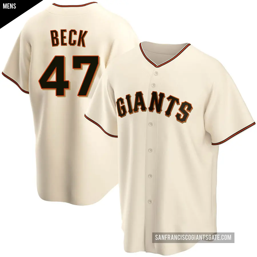 Men's San Francisco Giants ＃47 Rod Beck Replica Cream Home Jersey
