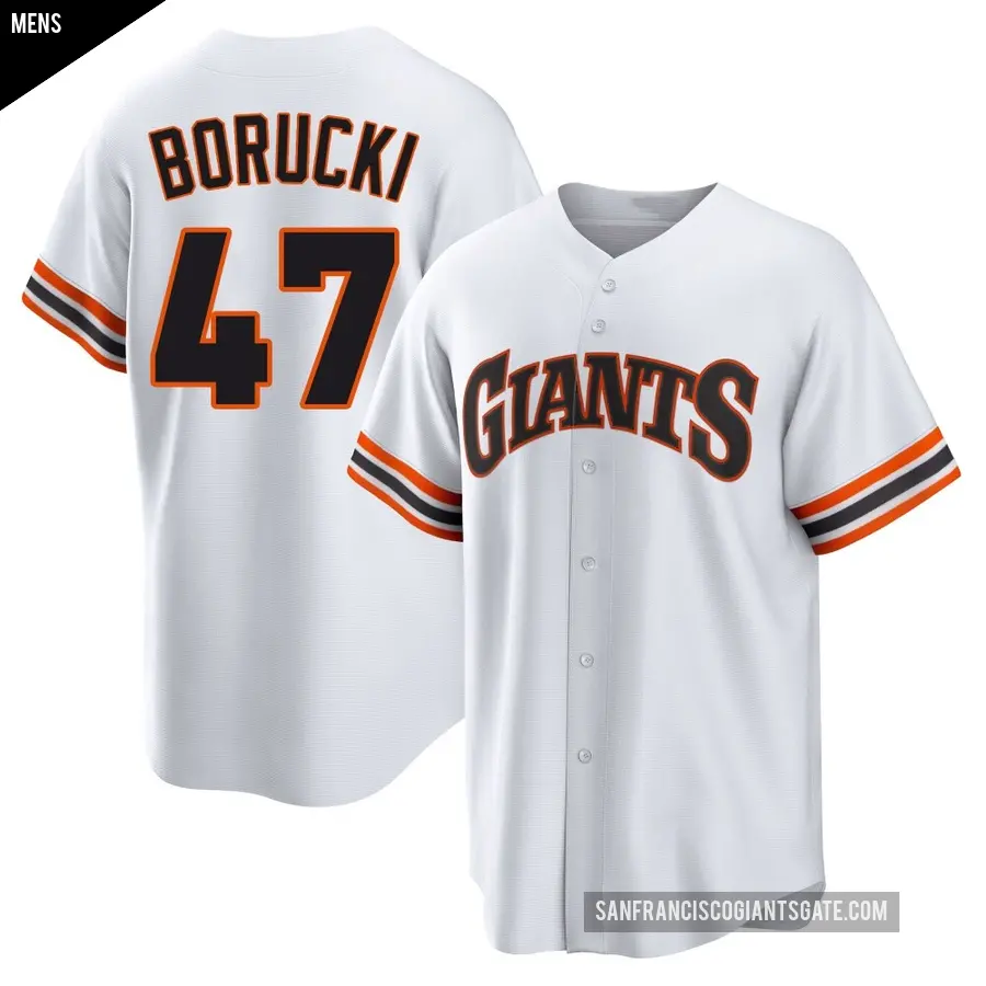 Men's San Francisco Giants ＃47 Ryan Borucki Limited White Throwback Cooperstown Collection Jersey