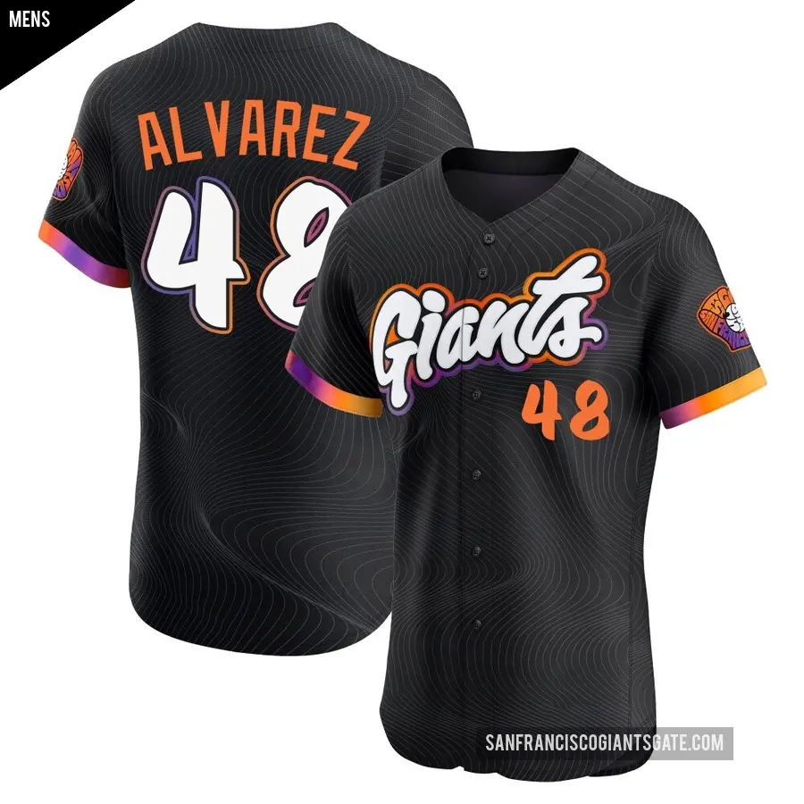 Men's San Francisco Giants ＃48 Jose Alvarez Elite Anthracite 2025 City Connect Jersey