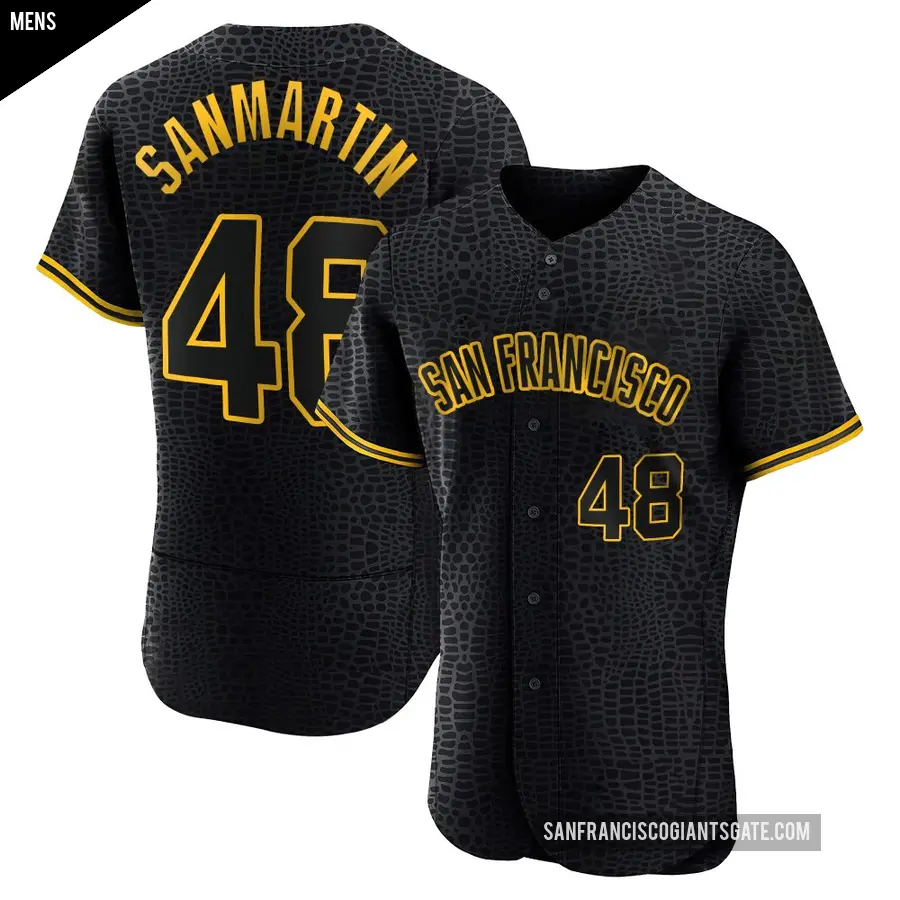 Men's San Francisco Giants ＃48 Reiver Sanmartin Authentic Black Snake Skin City Jersey