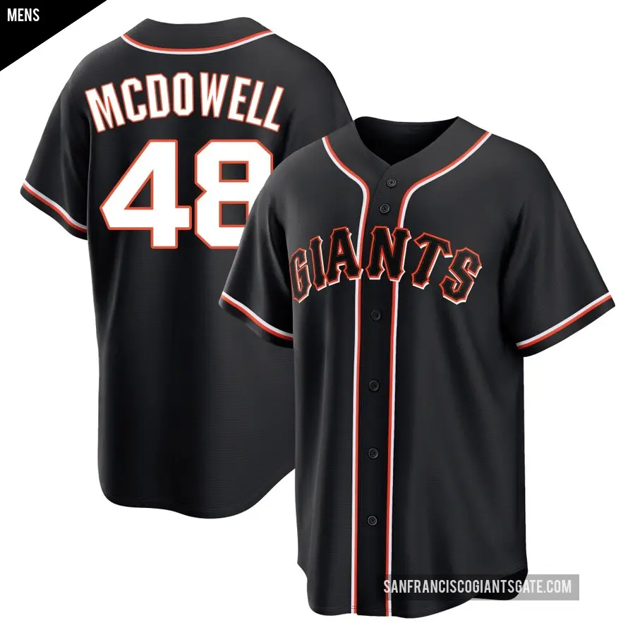 Men's San Francisco Giants ＃48 Sam Mcdowell Replica Black Fashion Out Jersey