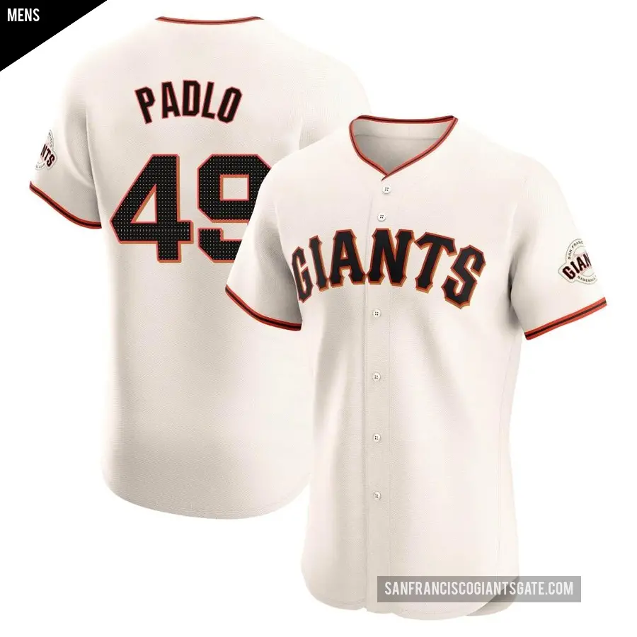 Men's San Francisco Giants ＃49 Kevin Padlo Elite Cream Home Jersey