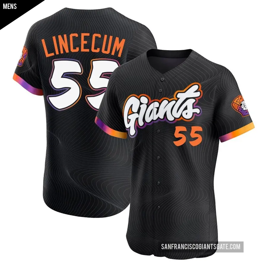 Men's San Francisco Giants ＃55 Tim Lincecum Elite Anthracite 2025 City Connect Jersey