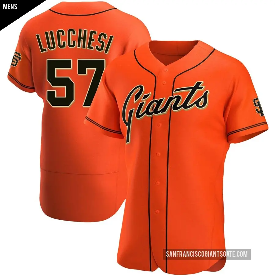 Men's San Francisco Giants ＃57 Joey Lucchesi Authentic Orange Alternate Jersey