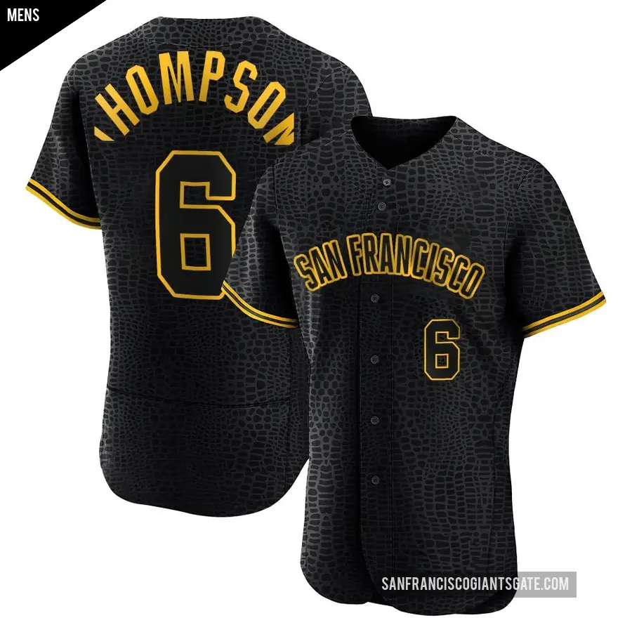 Men's San Francisco Giants ＃6 Robby Thompson Authentic Black Snake Skin City Jersey
