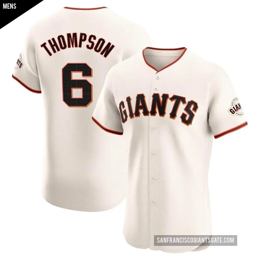 Men's San Francisco Giants ＃6 Robby Thompson Elite Cream Home Jersey