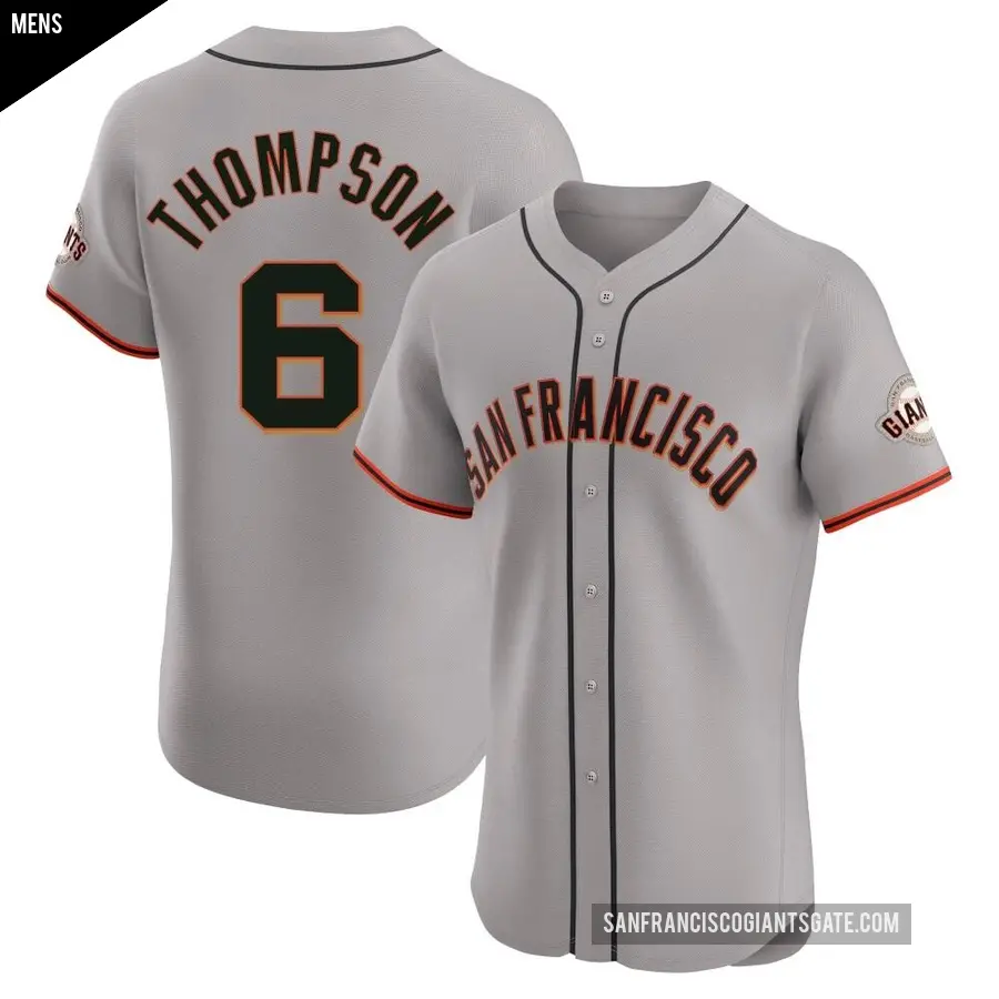 Men's San Francisco Giants ＃6 Robby Thompson Elite Gray Road Jersey
