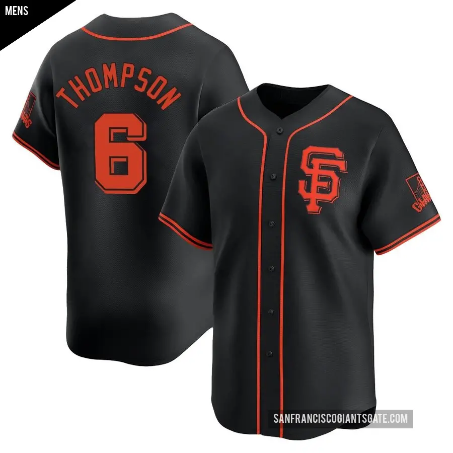 Men's San Francisco Giants ＃6 Robby Thompson Limited Black Alternate Jersey