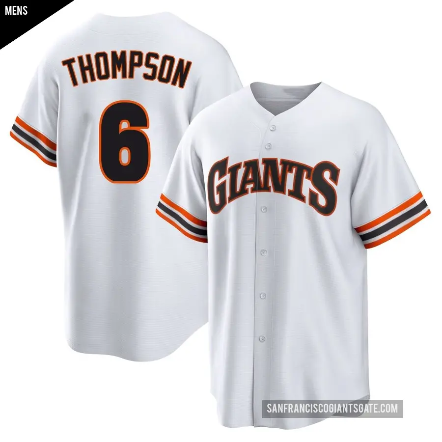 Men's San Francisco Giants ＃6 Robby Thompson Limited White Throwback Cooperstown Collection Jersey