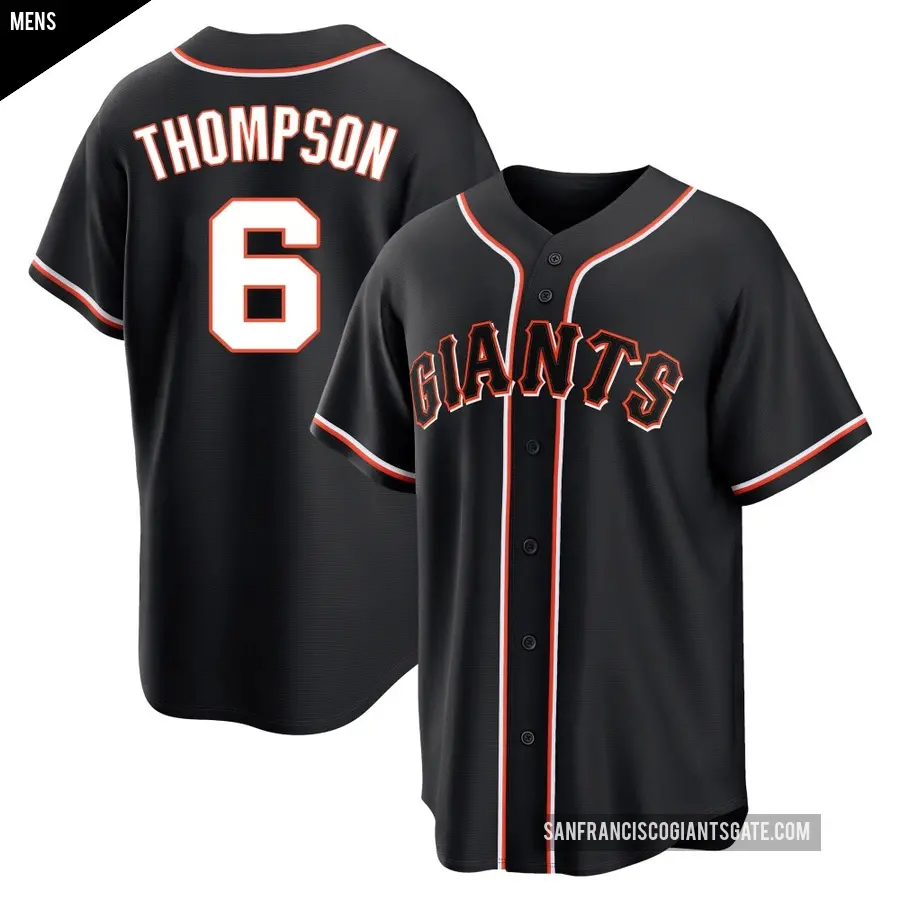 Men's San Francisco Giants ＃6 Robby Thompson Replica Black Fashion Out Jersey