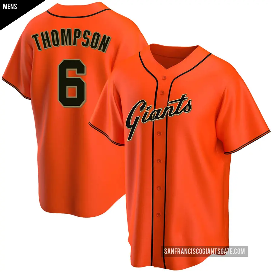 Men's San Francisco Giants ＃6 Robby Thompson Replica Orange Alternate Jersey
