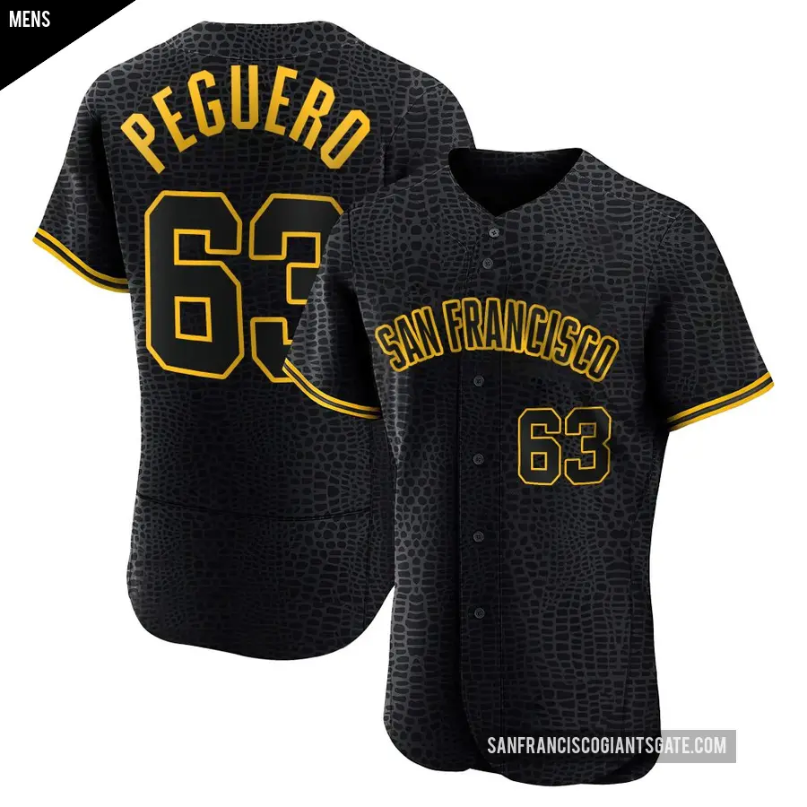 Men's San Francisco Giants ＃63 Joel Peguero Authentic Black Snake Skin City Jersey
