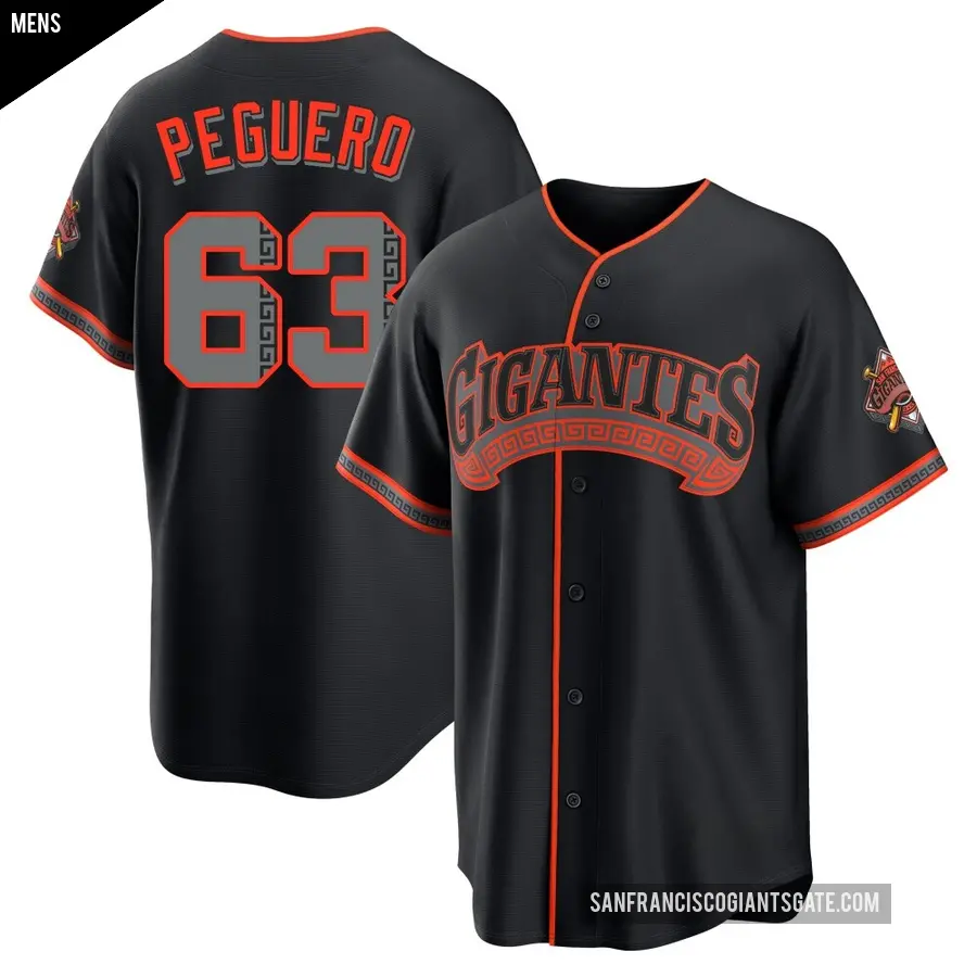 Men's San Francisco Giants ＃63 Joel Peguero Limited Black Alternate Stadium Jersey