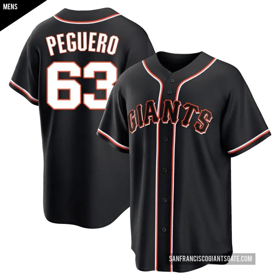 Men's San Francisco Giants ＃63 Joel Peguero Replica Black Fashion Out Jersey