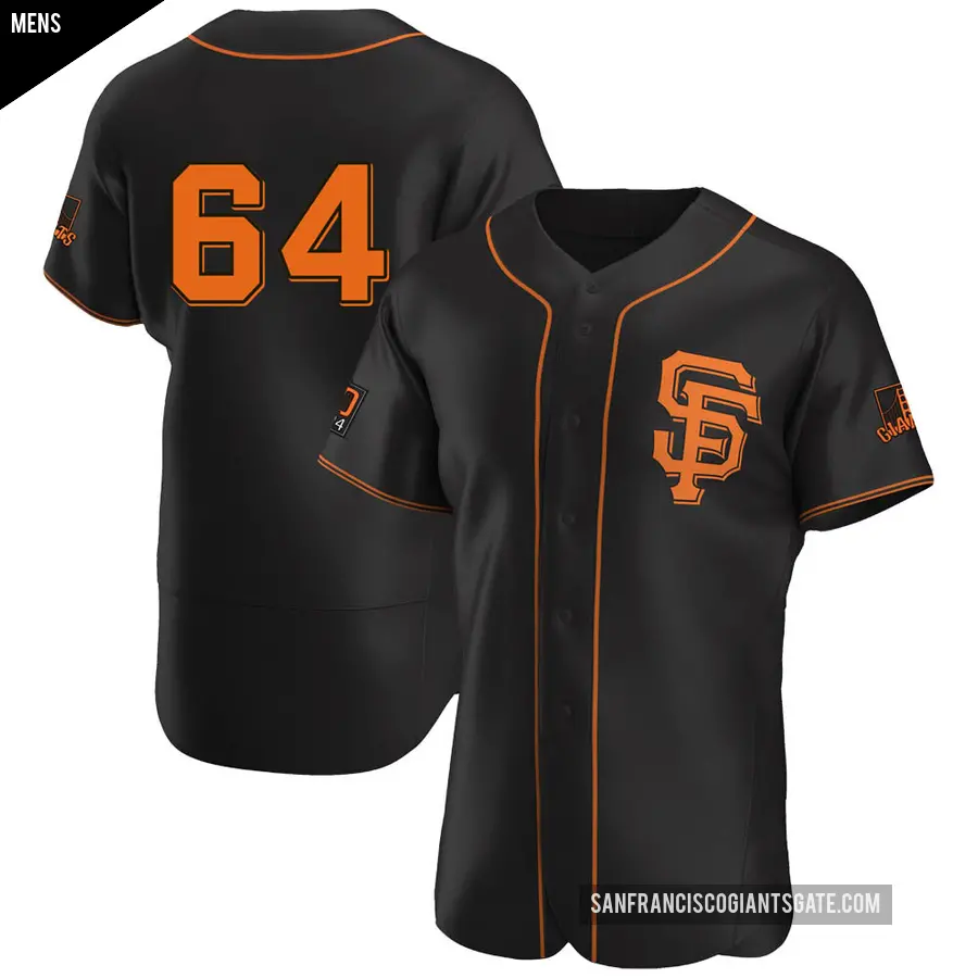Men's San Francisco Giants ＃64 Sean Hjelle Authentic Black Alternate Jersey