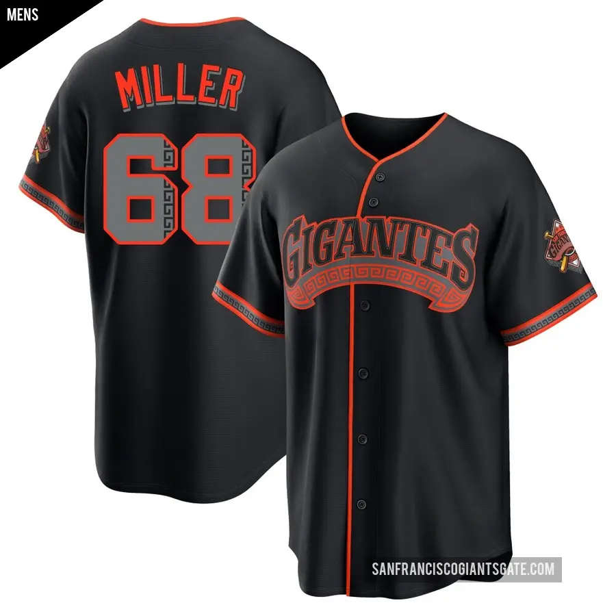 Men's San Francisco Giants ＃68 Erik Miller Limited Black Alternate Stadium Jersey