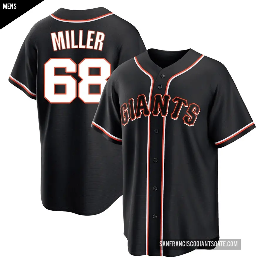 Men's San Francisco Giants ＃68 Erik Miller Replica Black Fashion Out Jersey